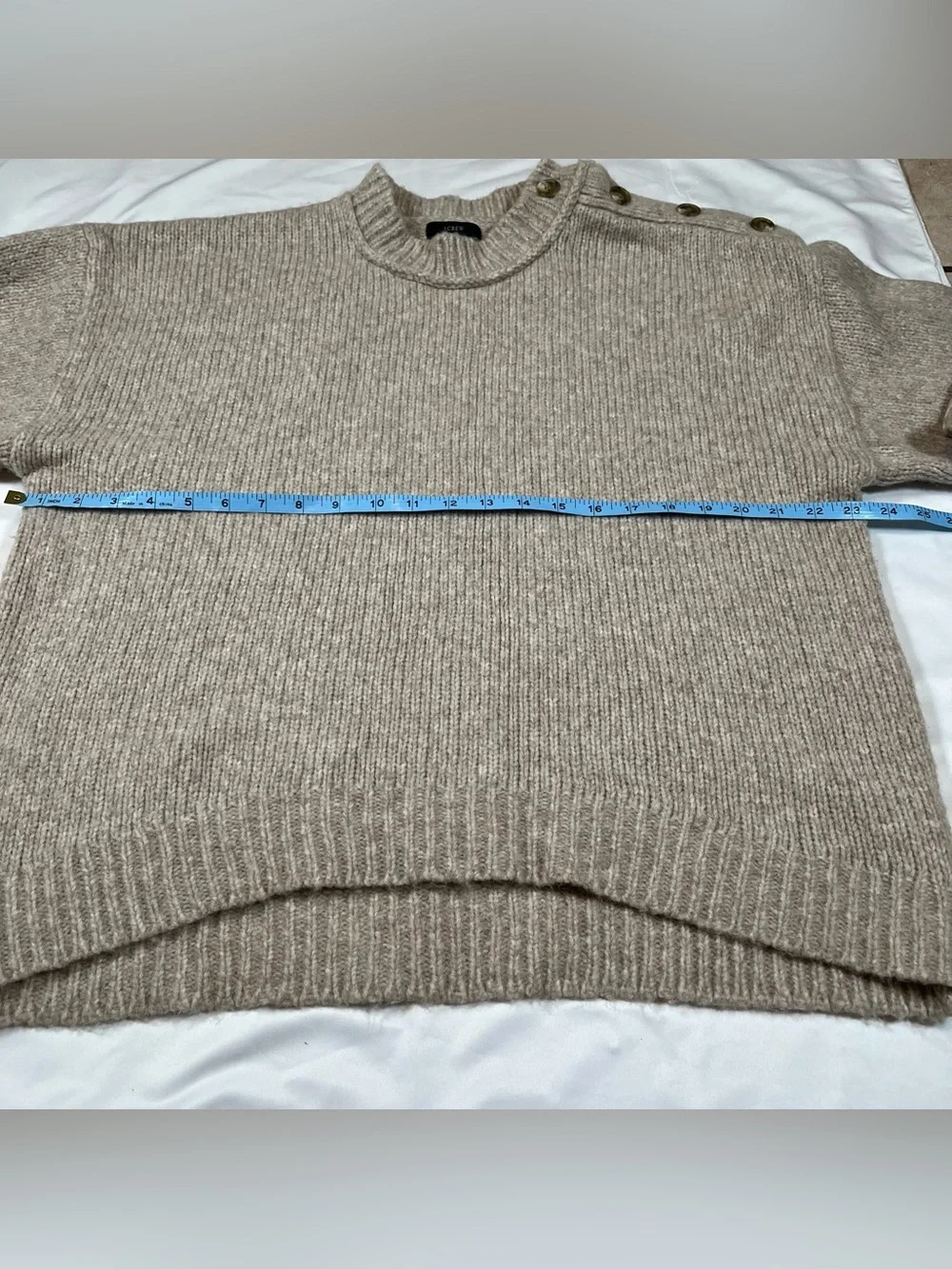 J Crew Sweater Women’s Sz‎ XL Button Shoulder Knit Pullover Wool Blend